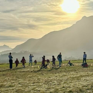 Bri Swope and students in Cape Cod, South Africa