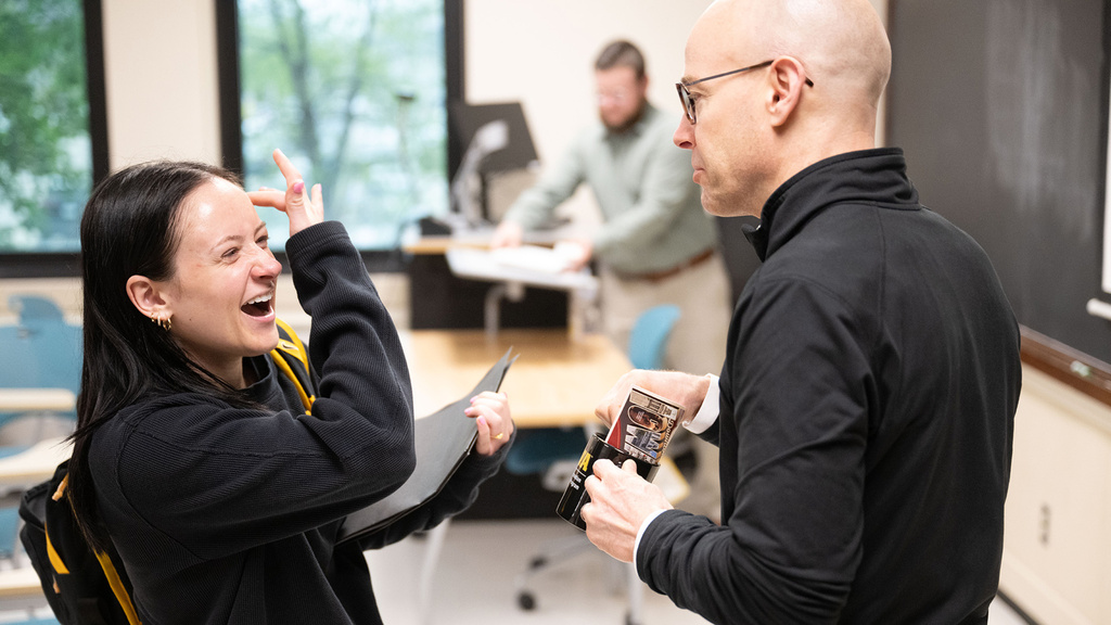 Dan Matheson with student